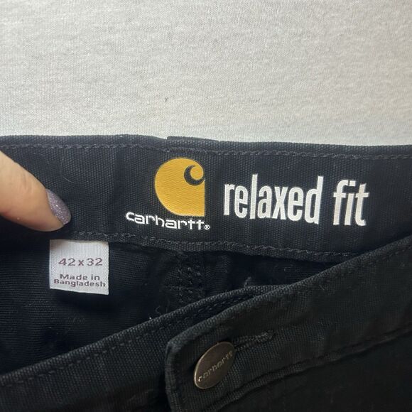 Carhartt Black Jeans Size 42x32 Relaxed Fit Straight Leg Pants - Picture 2 of 8
